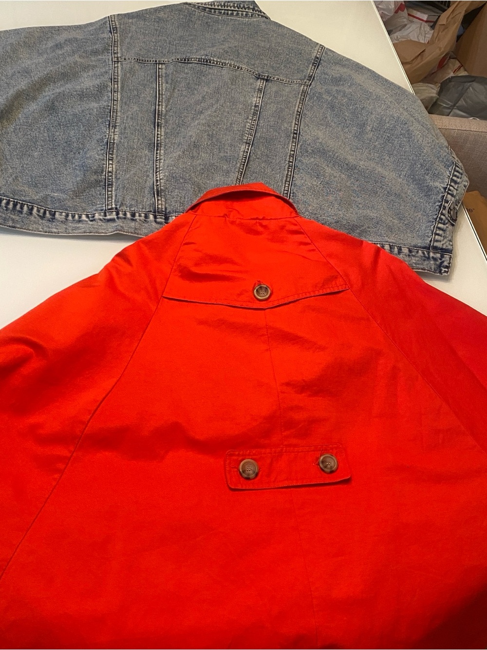 Modern Denim Poncho Jacket & Vintage XXI Trench Cape Coat Bundle (2-Piece) - Picture 2 of 8
